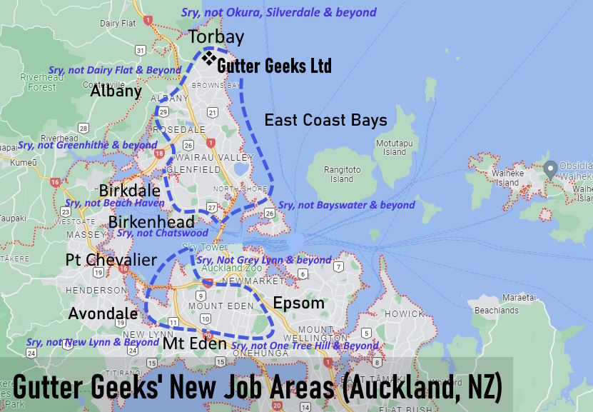 Gutter Geeks Service Area - Auckland's North Shore & Central City Suburbs