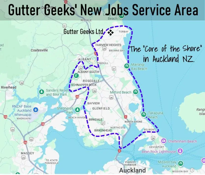 Map of Auckland's North Shore service area